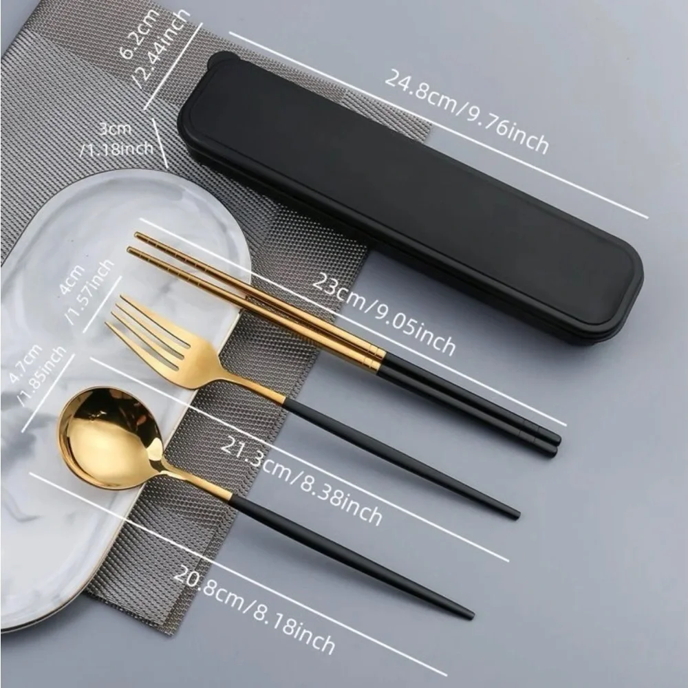 Cutlery Three-piece Stainless Steel Portable Spoon Fork Chopsticks Set